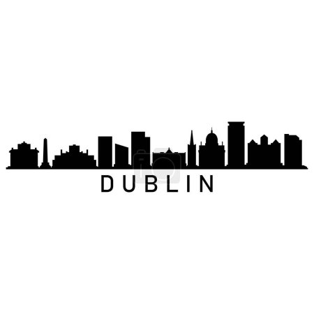 Téléchargez les illustrations : Dublin Skyline Silhouette Design City Vector Art Célèbre Bâtiments Timbre - en licence libre de droit