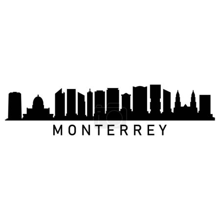 Téléchargez les illustrations : Monterrey Skyline Silhouette Design City Vector Art Célèbre Bâtiments Timbre - en licence libre de droit