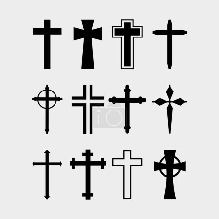 Téléchargez les illustrations : Croix icônes ensemble, croix croix - en licence libre de droit