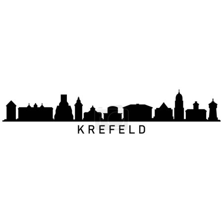 Krefeld Skyline Silhouette Design City Vector Art Berühmte Gebäude Briefmarke 