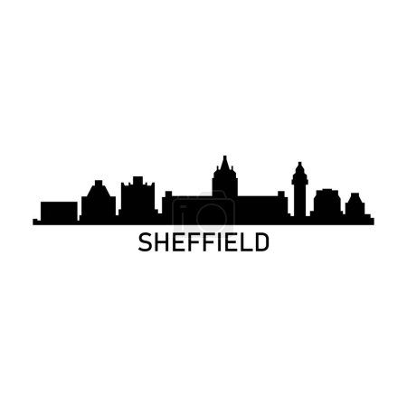 Illustration for Shefield Skyline Silhouette Design City Vector Art Famous Buildings Stamp - Royalty Free Image