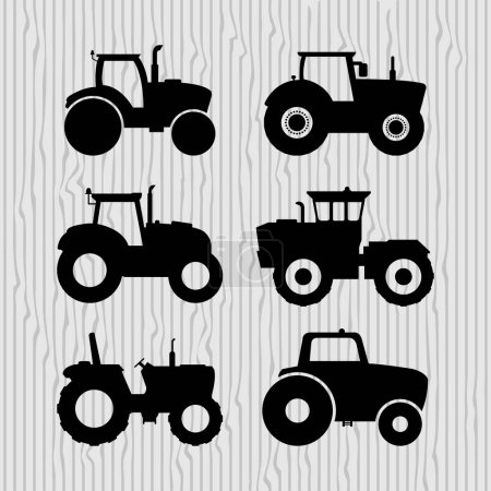 Téléchargez les illustrations : Jeu vectoriel d'icônes tracteur - en licence libre de droit