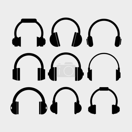 Illustration for Vector set of headphones icon - Royalty Free Image