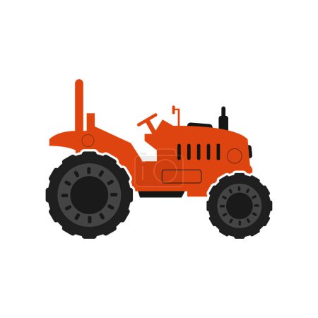 Téléchargez les illustrations : Tracteur icône plate, vecteur, illustration - en licence libre de droit
