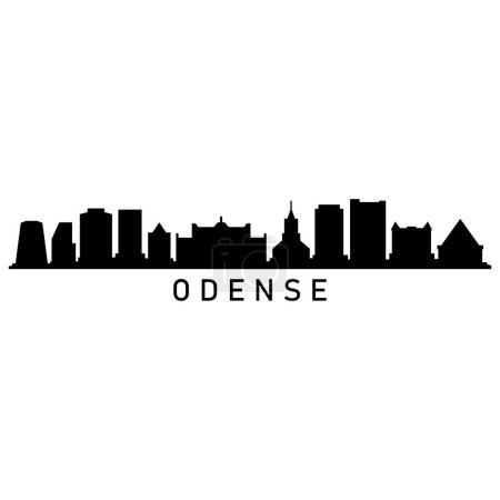 Odense Skyline Silhouette Design City Vector Art Famous Buildings Stamp 