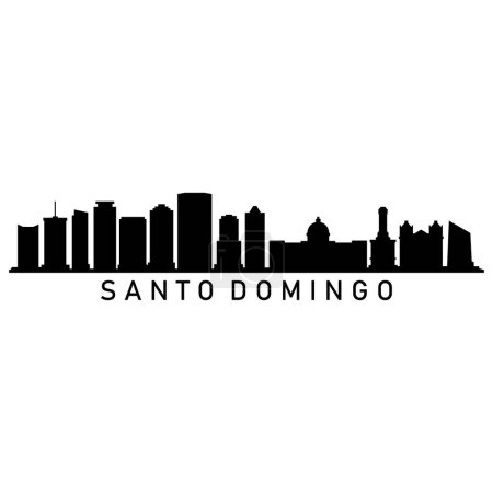 Téléchargez les illustrations : Santo Domingo Skyline Silhouette Design City Vector Art Célèbre Bâtiments Timbre - en licence libre de droit