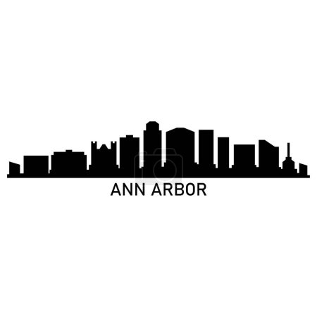 Ann Arbor Skyline Silhouette Design City Vector Art Berühmte Gebäude Briefmarke 