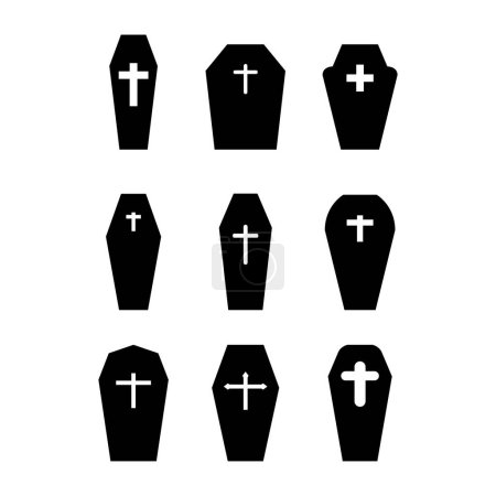 Téléchargez les illustrations : Ensemble de cercueils noirs avec croix - en licence libre de droit