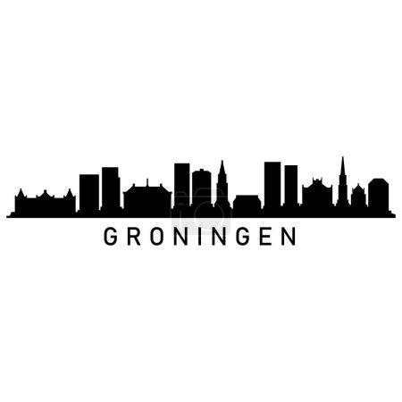 Illustration for Groningen Skyline Silhouette Design City Vector Art Famous Buildings Stamp - Royalty Free Image