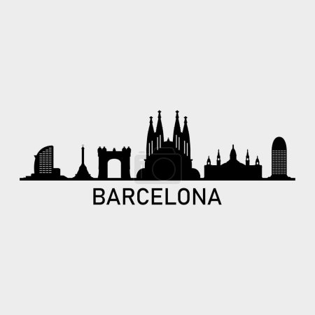 Illustration for Barcelona Skyline Silhouette Design City Vector Art Famous Buildings Stamp - Royalty Free Image