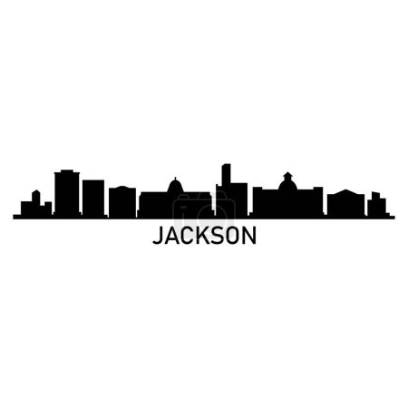 Téléchargez les illustrations : Jackson Skyline Silhouette Design City Vector Art Célèbre Bâtiments Timbre - en licence libre de droit