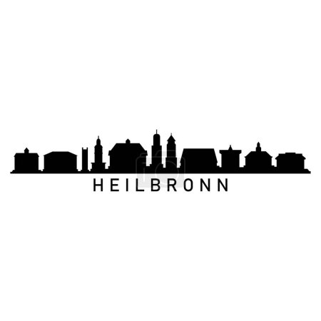 Téléchargez les illustrations : Heilbronn Skyline Silhouette Design City Vector Art Célèbre Bâtiments Timbre - en licence libre de droit