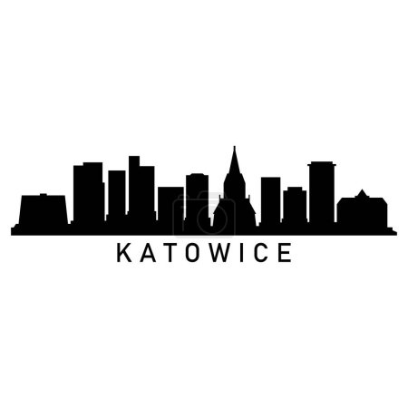 Katowice Skyline Silhouette Design City Vector Art Famous Buildings Stamp 