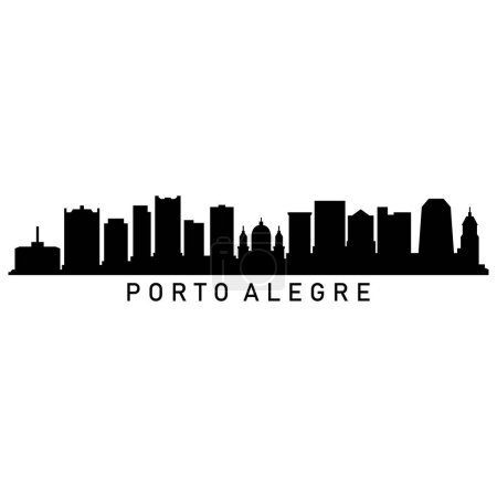 Téléchargez les illustrations : Porto Alegre Skyline Silhouette Design Ville vectoriel Art Bâtiments célèbres Timbre - en licence libre de droit