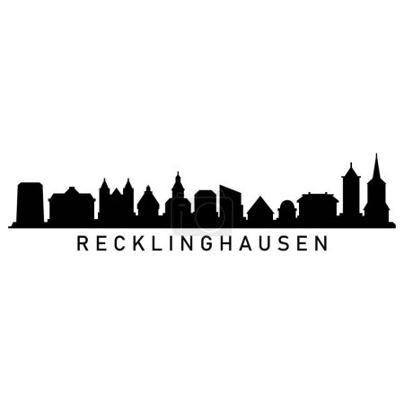 Recklinghausen Skyline Silhouette Design Ville vectoriel Art Bâtiments célèbres Timbre 