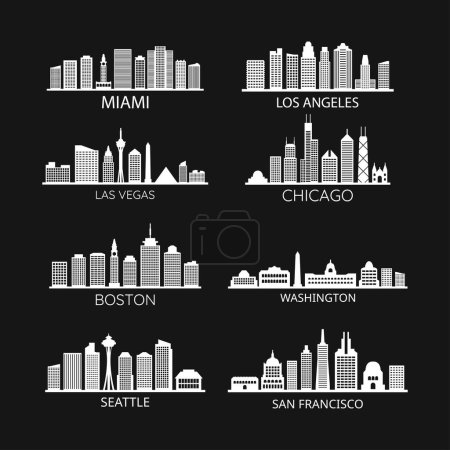 Illustration for Set of different cities of America - Royalty Free Image