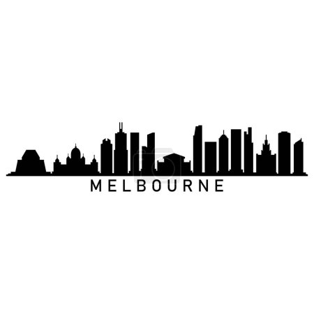 Téléchargez les illustrations : Melbourne Skyline Silhouette Design City Vector Art Célèbre Bâtiments Timbre - en licence libre de droit