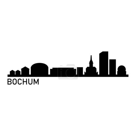 Bochum Skyline Silhouette Design City Vector Art Berühmte Gebäude Briefmarke 