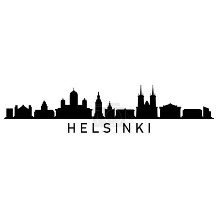 Téléchargez les illustrations : Helsinki Skyline Silhouette Design City Vector Art Célèbre Bâtiments Timbre - en licence libre de droit