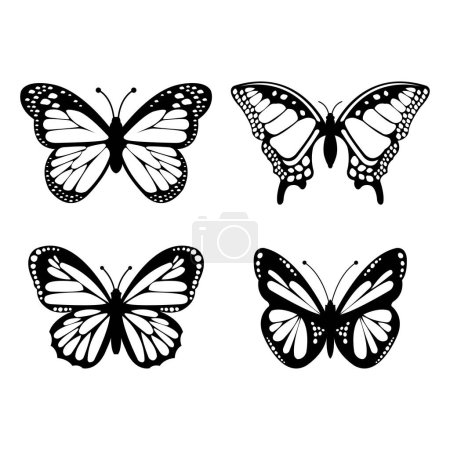 Téléchargez les illustrations : Icônes vectorielles plates papillon - en licence libre de droit