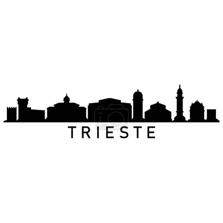 Illustration for Trieste Skyline Silhouette Design City Vector Art Famous Buildings Stamp - Royalty Free Image