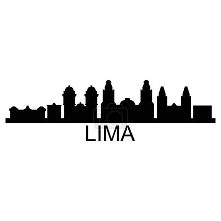 Téléchargez les illustrations : Lima Skyline Silhouette Design City Vector Art Célèbre Bâtiments Timbre - en licence libre de droit