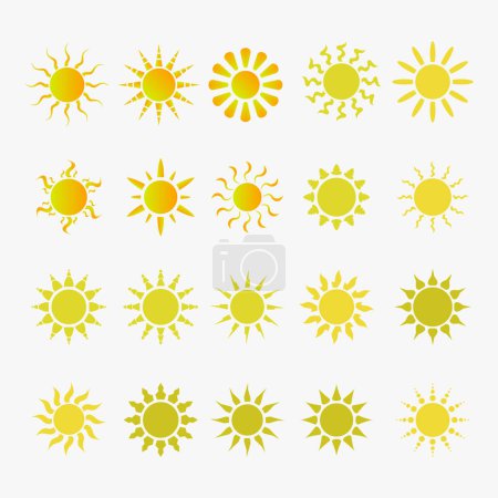 Illustration for Vector set of colorful sun icons - Royalty Free Image