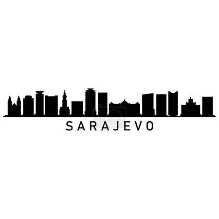 Téléchargez les illustrations : Sarajevo Skyline Silhouette Design City Vector Art Célèbre Bâtiments Timbre - en licence libre de droit