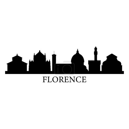 Téléchargez les illustrations : Florence Skyline Silhouette Design City Vector Art Célèbre Bâtiments Timbre - en licence libre de droit