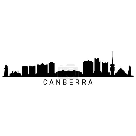 Téléchargez les illustrations : Canberra Skyline Silhouette Design City Vector Art Célèbre Bâtiments Timbre - en licence libre de droit