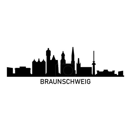 Illustration for Braunschweig Skyline Silhouette Design City Vector Art Famous Buildings Stamp - Royalty Free Image