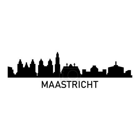 Téléchargez les illustrations : Maastricht Skyline Silhouette Design City Vector Art Célèbre Bâtiments Timbre - en licence libre de droit