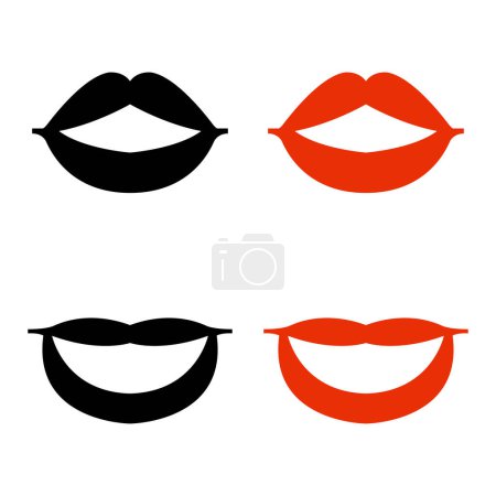 Téléchargez les illustrations : Ensemble de lèvres et de lèvres. noir et blanc - en licence libre de droit
