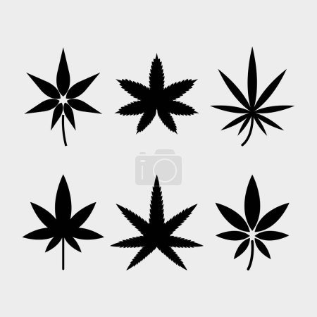 Téléchargez les illustrations : Feuille de marijuana icône ensemble. - en licence libre de droit