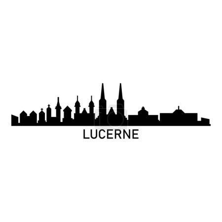 Ilustración de Lucerna Skyline Silueta Diseño Ciudad Vector Arte Edificios famosos Sello - Imagen libre de derechos