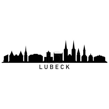 Téléchargez les illustrations : Lubeck Skyline Silhouette Design Ville vectoriel Art Bâtiments célèbres Timbre - en licence libre de droit