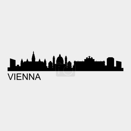 Téléchargez les illustrations : Vienne Skyline Silhouette Design City Vector Art Célèbre Bâtiments Timbre - en licence libre de droit