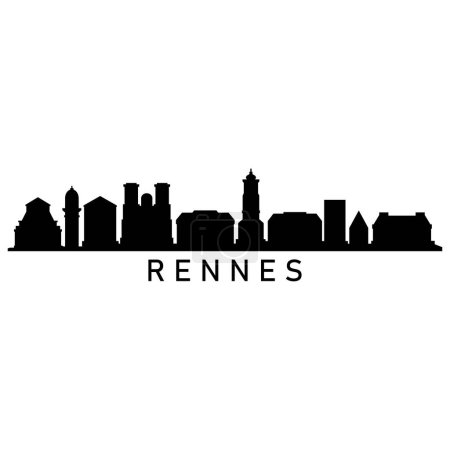 Rennes Skyline Silhouette Design City Vector Art Berühmte Gebäude Briefmarke 
