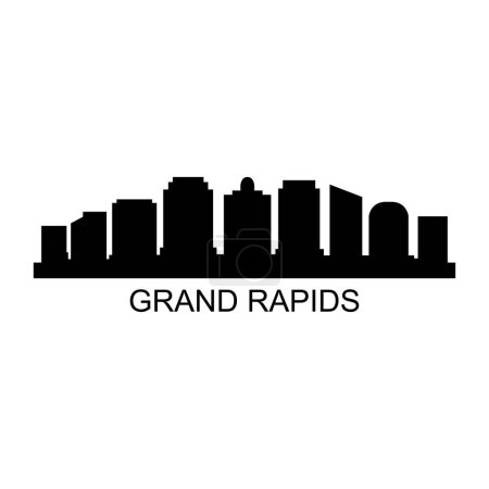 Téléchargez les illustrations : Ville de Grand Rapids, ville, illustration vectorielle de silhouette simple - en licence libre de droit