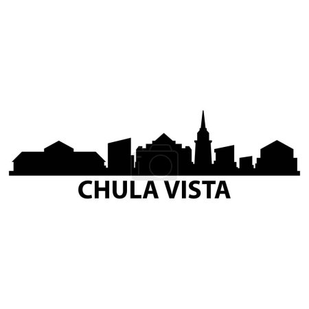 Illustration for Chula Vista Skyline Silhouette Design City Vector Art Famous Buildings Stamp - Royalty Free Image