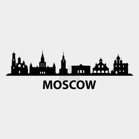 Illustration for Moscow Skyline Silhouette Design City Vector Art Famous Buildings Stamp - Royalty Free Image