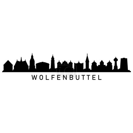 Téléchargez les illustrations : Wolfenbuttel Skyline Silhouette Design Ville vectoriel Art Bâtiments célèbres Timbre - en licence libre de droit