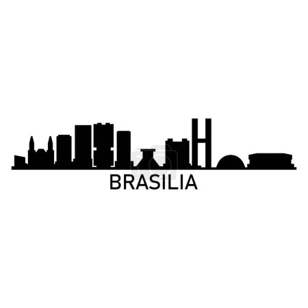 Téléchargez les illustrations : Brasilia Skyline Silhouette Design City Vector Art Célèbre Bâtiments Timbre - en licence libre de droit
