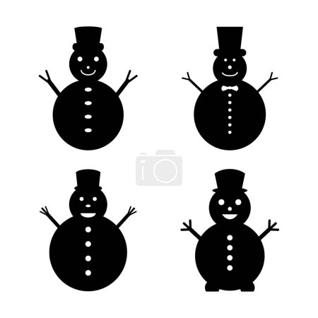 Illustration for Black snowman icon set vector. christmas vector illustration. - Royalty Free Image