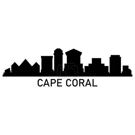 Téléchargez les illustrations : Cape Coral Skyline Silhouette Design City Vector Art Célèbre Bâtiments Timbre - en licence libre de droit