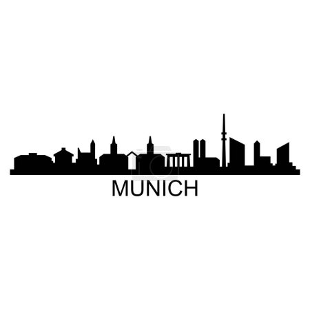 Téléchargez les illustrations : Munich Skyline Silhouette Design City Vector Art Célèbre Bâtiments Timbre - en licence libre de droit