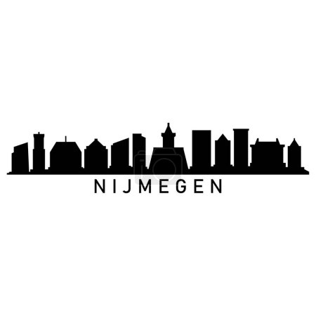 Illustration for Nijmegen Skyline Silhouette Design City Vector Art Famous Buildings Stamp - Royalty Free Image