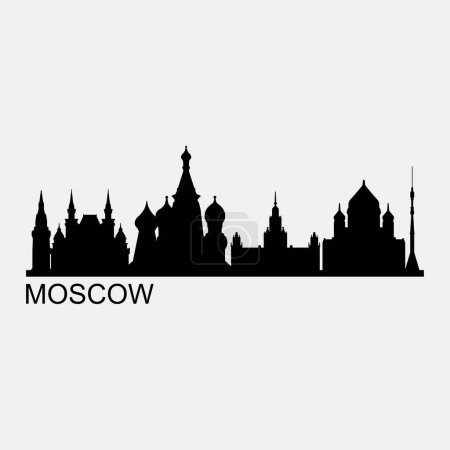 Téléchargez les illustrations : Moscou Skyline Silhouette Design Ville Vecteur Art Bâtiments célèbres Timbre - en licence libre de droit