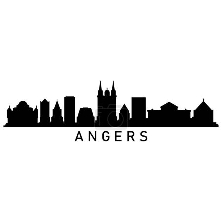 Illustration for Angers Skyline Silhouette Design City Vector Art Famous Buildings Stamp - Royalty Free Image