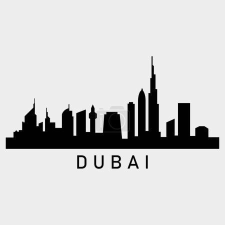 Illustration for Dubai Skyline Silhouette Design City Vector Art Famous Buildings Stamp - Royalty Free Image